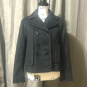 BCBG gray 70% wool pea coat